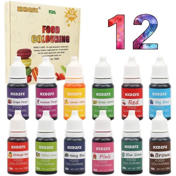 Colorant alimentaire liquide – 12 couleurs hautement concentrées