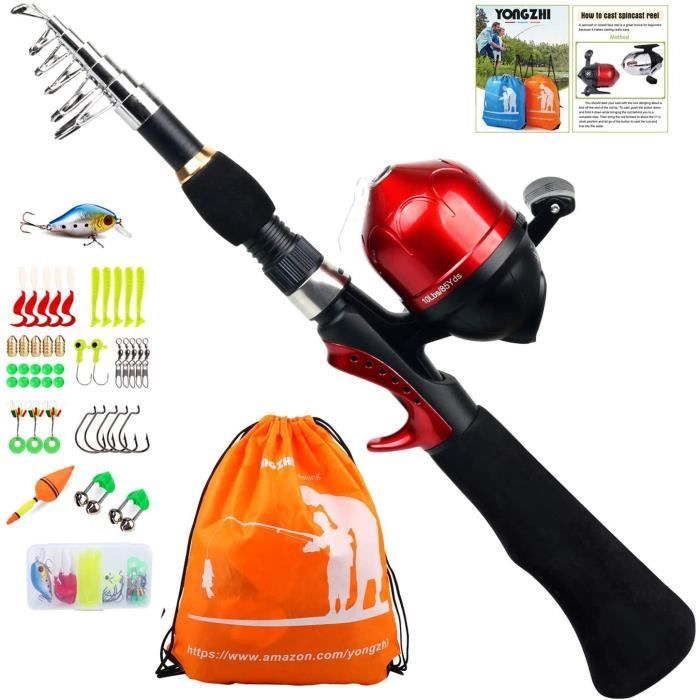 Kit complet de canne à pêche télescopique pour débutants - 1,7 m