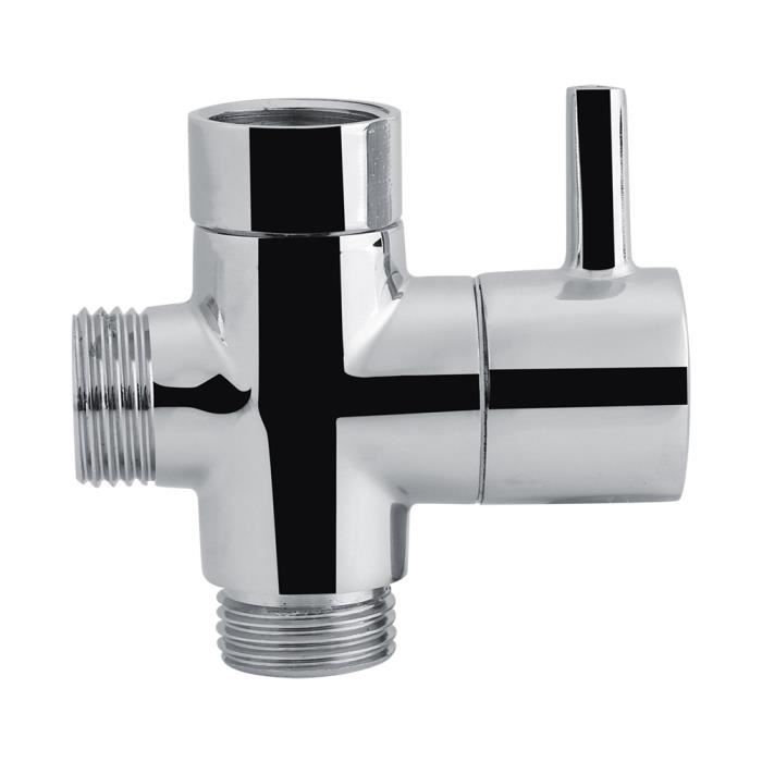 AYNEFY Inverseur 3 voies en forme de T inverseur robinet d'arrêt douche toilette bidet pulvérisateur adaptateur d'eau couleur