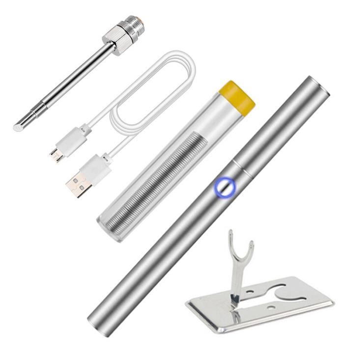 Fer à Souder Sans Fil Rechargeable USB - Température Réglable 260-420°C - Kit Complet Avec 3 Fers, Fil, Pâte - Pour Petits Travaux électroniques