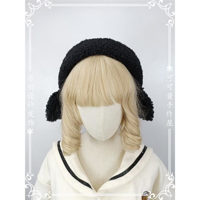 Casquette beret en laine d agneau pour fille chapeau mignon en forme de c ur en trois dimensions en peluche fait a la Type Black Cdiscount