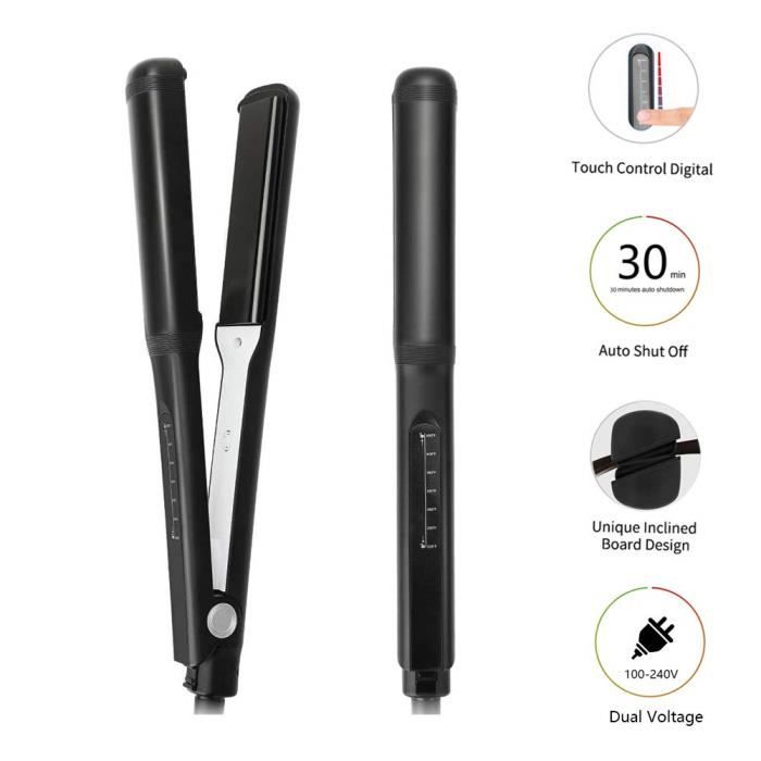 Lisseur Boucleur Cheveux 2 en 1 Professionnel Fers à Lisser et Boucler  Température Réglable à 450F Tactile Digital Arrêt Automati - Cdiscount  Electromenager