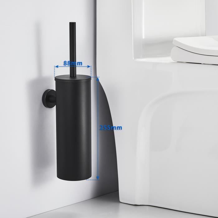 Auralum Brosse WC Noir Mural Brosse de Toilette avec Support de