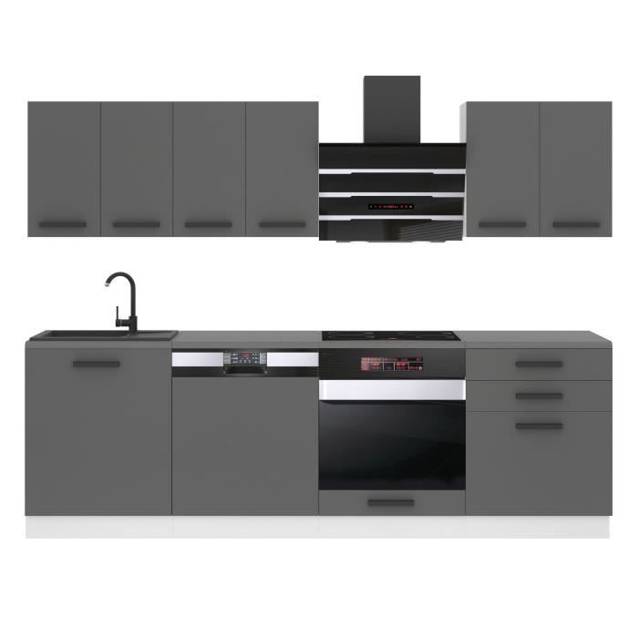 Cuisine Complète - B BELINI GROUP - Modèle SUSAN - 240 cm - Argent Mat - Design Contemporain
