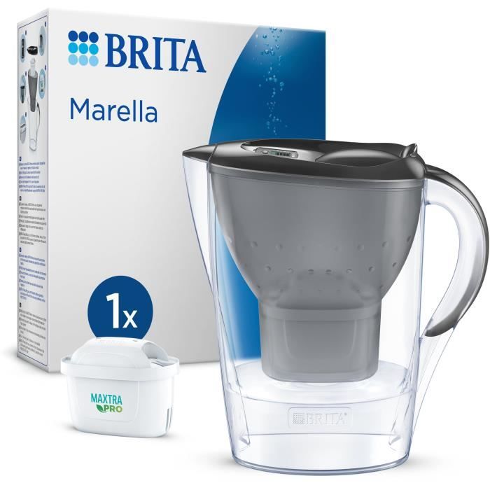Carafe filtrante BRITA - Marella Graphite - Capacité 24L dont 14L deau filtrée - 1 Cartouche Maxtra Pro All-In-1 incluse