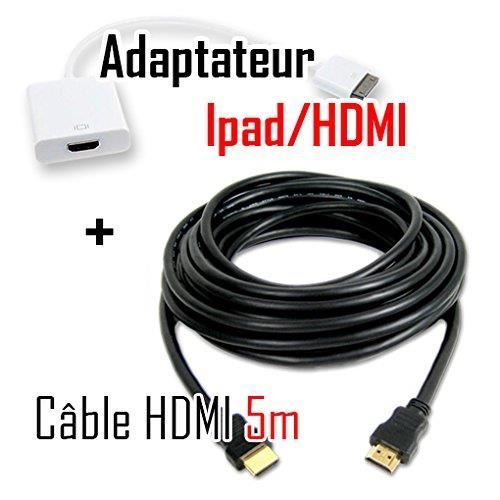 CABLING® Cable adaptateur HDMI pour Ipad Iphone + Cable HDMI M/M 5