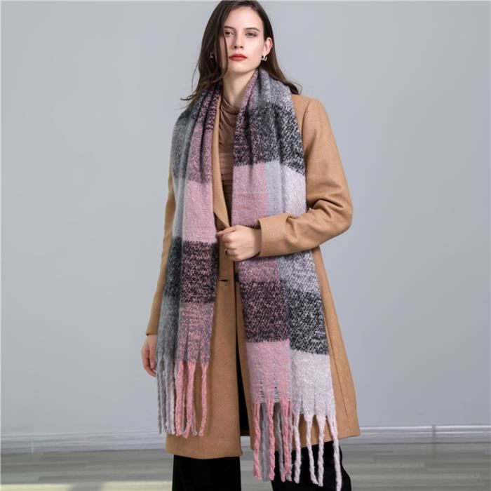 Foulard Femme Femme Echarpe Châle Classique Carreaux Rouge Foulard Longue Chaud Hiver - Achat / Vente Echarpe écharpe Femme