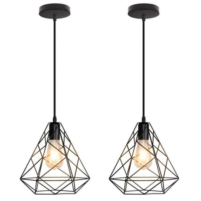 WUZUPS Lustre Rustique Ferme Industrielle Rond Plafond Suspendu LED Luminaire avec Abat-Jour en Verre Transparent pour Salle à Manger Îlot Cuisine Entrée De Foyer, H 33 W25, E27 Base, Noir