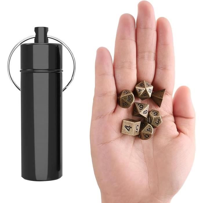 MUYAPAY - 7 Mini Dés Steampunk Pour D&D, Avec Boîtier De Montre De Poche, Alliage De Zinc, Noir