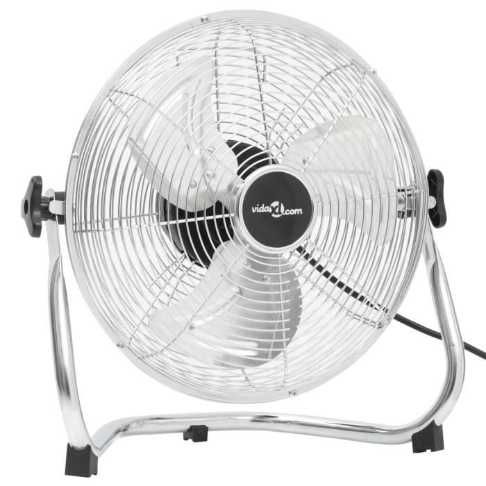 Ventilateur De Sol Chromé Haute Vitesse - 3 Vitesses, Réglable En Hauteur - Kingavon 12"