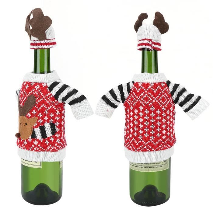 Couverture de Bouteille de Vin de Noël Mignon Robe de Chandail de Bouteille de Vin Sacs de Bouteille Vêtements pour Décorations de Noël Décoration de Table Cadeau Ornement de Couverture de Bouteille de Vin de Noël Mignon Robe de Chandail de Bouteille de Vin Sacs de Bouteille Vêtements pour Décorations de Noël Décoration de Table Cadeau Ornement de