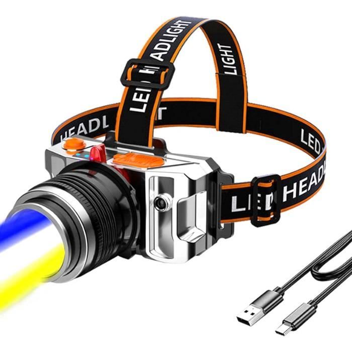 Lampe Frontale JAY-PARK 100000 Lumens - Rechargeable USB-C, Zoom IPX7 Étanche - Course, Camping, Noir