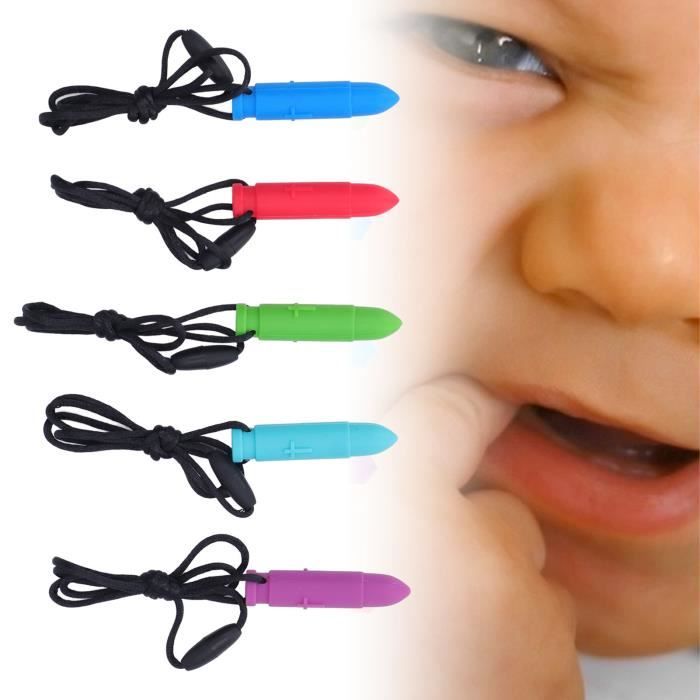 ESTINK Collier sensoriel à mâcher 5 pièces bébé mâcher sensoriel collier Portable gomme soulagement doux Silicone dentition