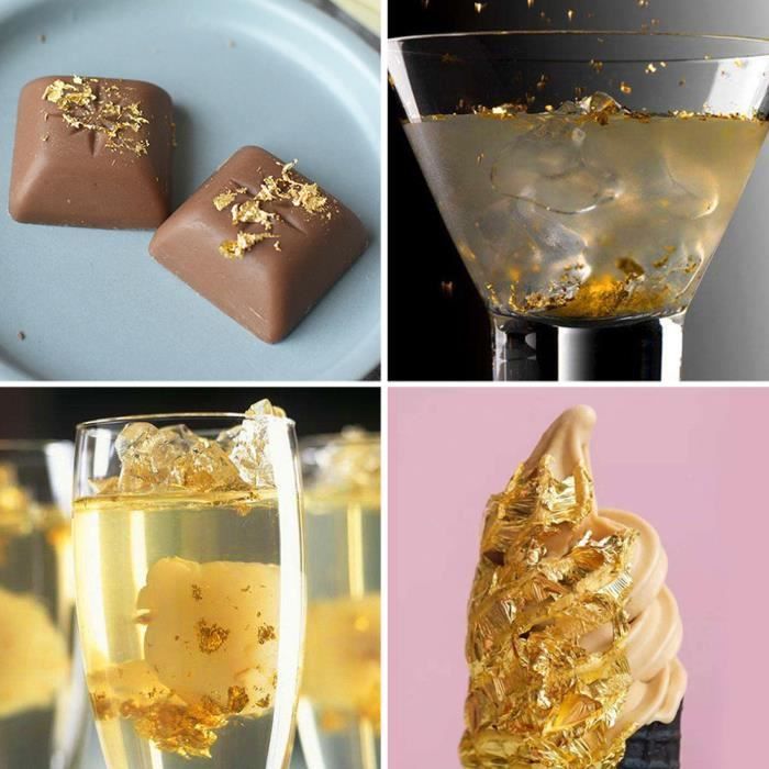 VBESTLIFE feuille d'or alimentaire Papier de feuille d'or en bouteille  comestible de 2g pour la décoration de chocolats de gâteaux - Cdiscount  Maison