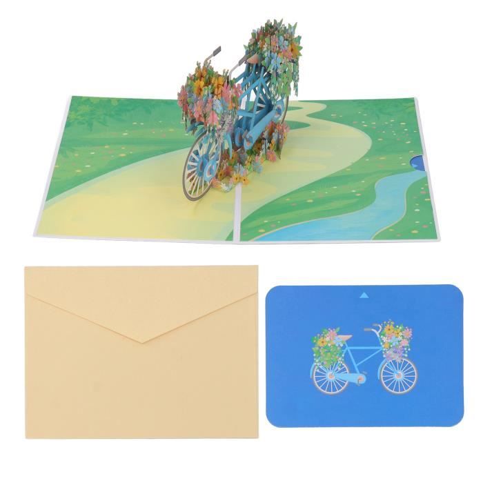 Cartes de joyeux anniversaire Cartes de voeux 3D printemps fleur vélo