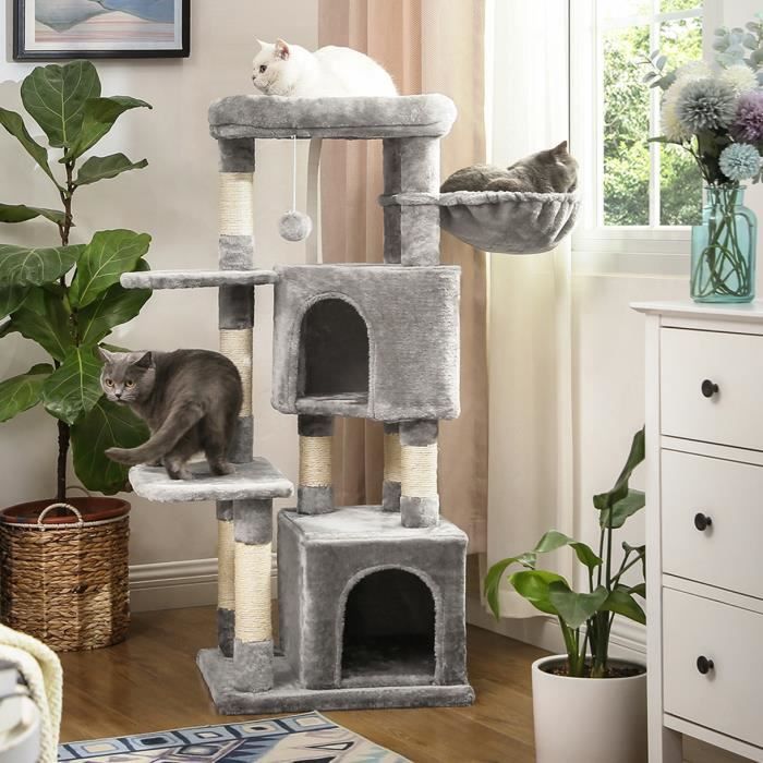 Comparer les prix de FEANDREA Arbre à Chat Tout Doux, Tour de Jeux 120 cm, Gris Clair