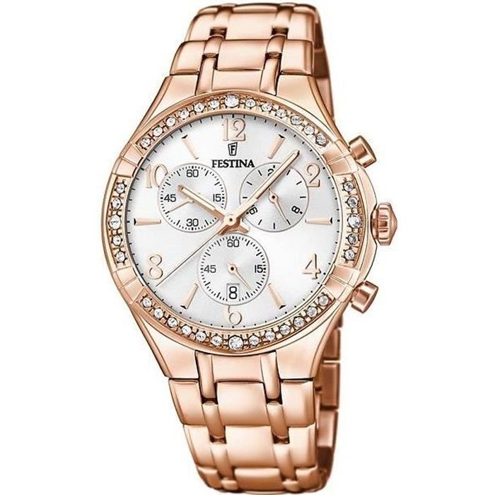 Montre Femme Festina - F20393/1 - Chronographe 50M Bracelet Métal Plaqué Or  Rose , - Achat/vente montre - Cdiscount