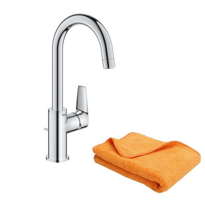 Robinet Lavabo GROHE Start Edge - Mitigeur Sans Tirette Chromé - Mousseur Économique 5L/min - Vidage Clic Clac Inclus