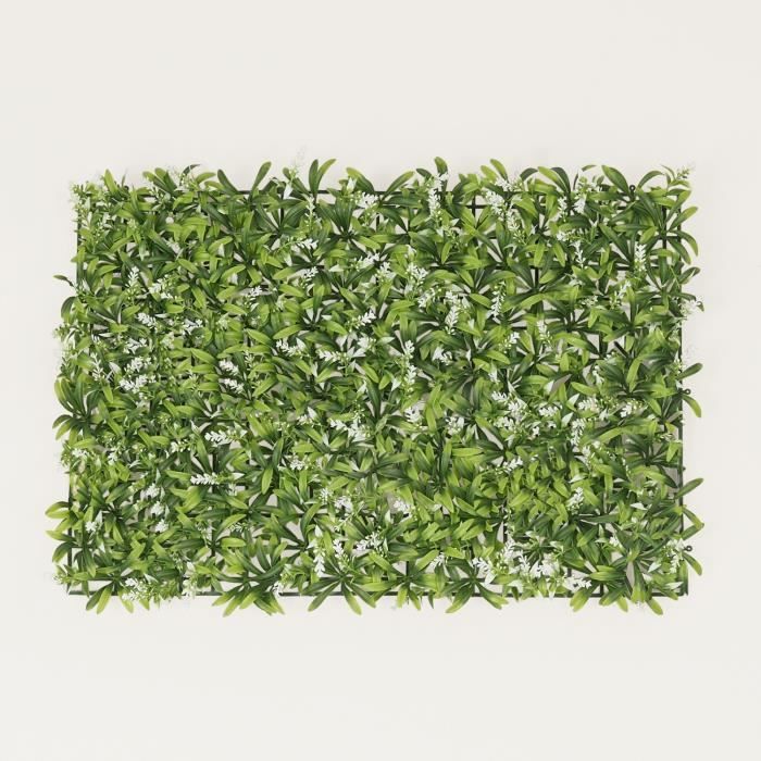 Mur végétal artificiel feuillage et fleurs 40cm