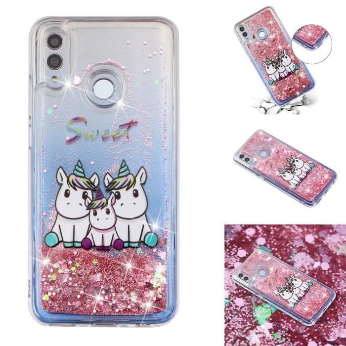 Coque Huawei Y6 2019 Licorne Scintillant Cristal Flottant Liquide