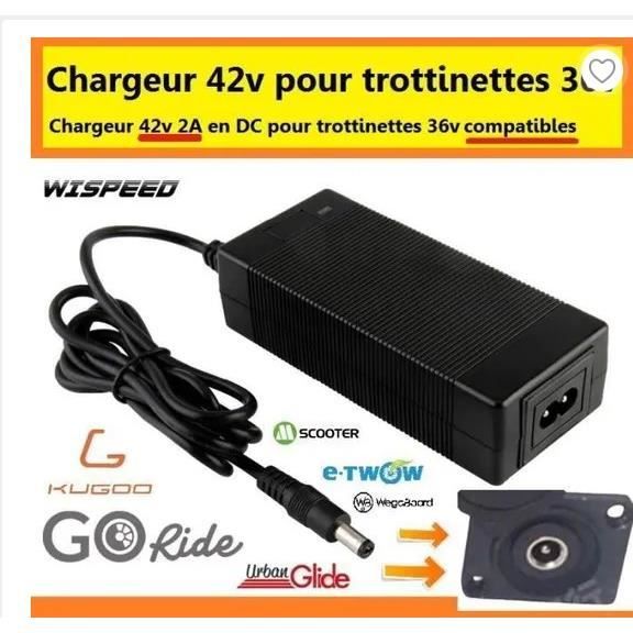 Chargeur 36V Pour Vélo Electrique Nakamura E-Summit 700, E-Summit SUV, E-City 100, VTC electrique E-Fit