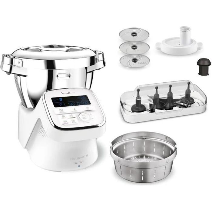 Robot cuiseur MOULINEX i-Companion XL - Bol acier 3.5 L - 12 programmes - 6 accessoires - Découpe légume