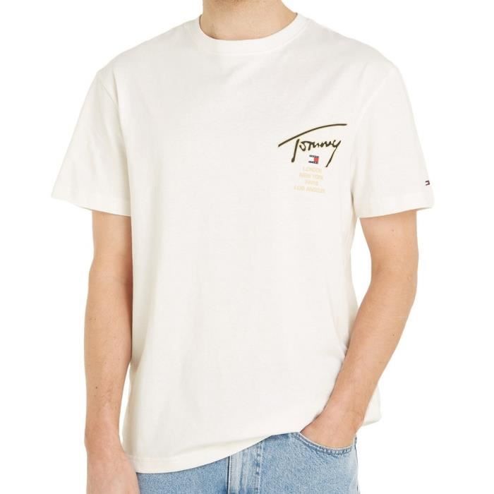 T shirt Blanc Homme Tommy Hilfiger Classique Blanc Cdiscount Pret a Porter