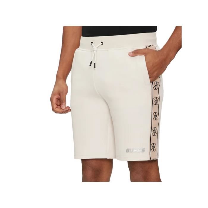 Short Guess Homme Stripe 4G Beige Coton