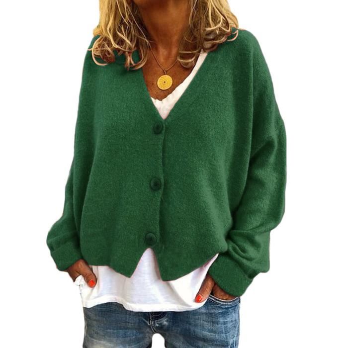 Minetom Cardigan Femme Gilet Manteau Chaud Chandail Epais Tricot Veste a Capuche Outwear en Maille Torsade Manteau Hiver Vert fonce Cdiscount Pret a Porter