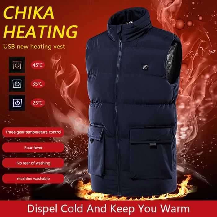 JERFER Gilet Chauffant Homme Femme Veste Chauffante Électrique USB Vêtement de Chauffage avec Chauffé 3 Températures Réglables Gilet Chaud Lavable