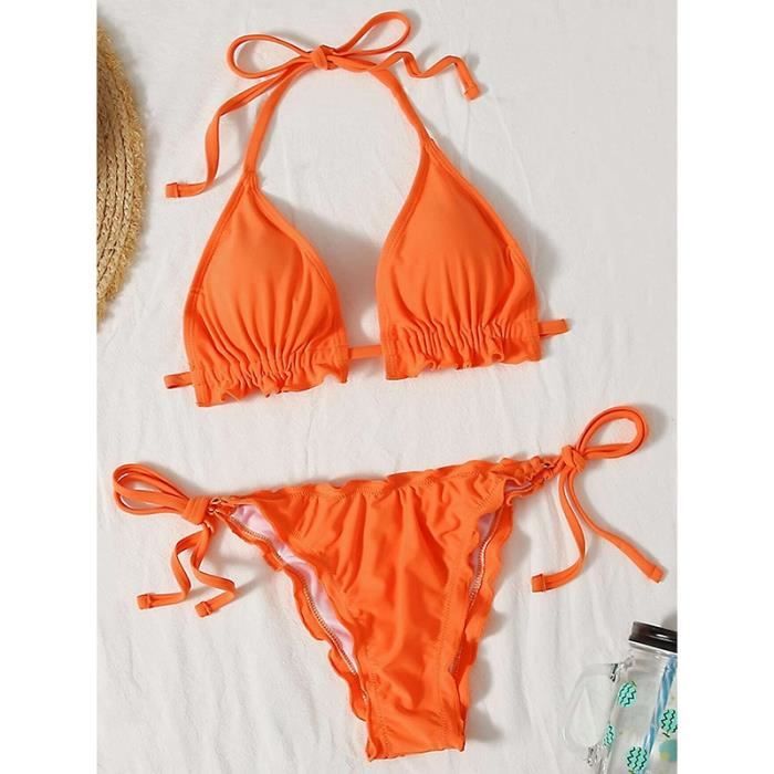 Haut De Bikini Triangle Sans Bretelles Push Up - Maillot Bain Femme Bandeau Amovible Pour Plage, Piscine