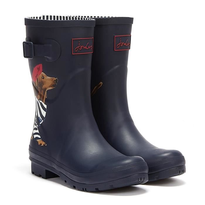 Bottes en caoutchouc pour femmes Joules Molly Mid Height Sausage Dog - Marine - EU 36