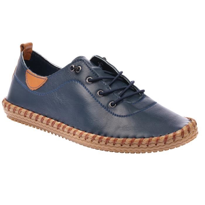 Tennis cuir discount bleu marine femme