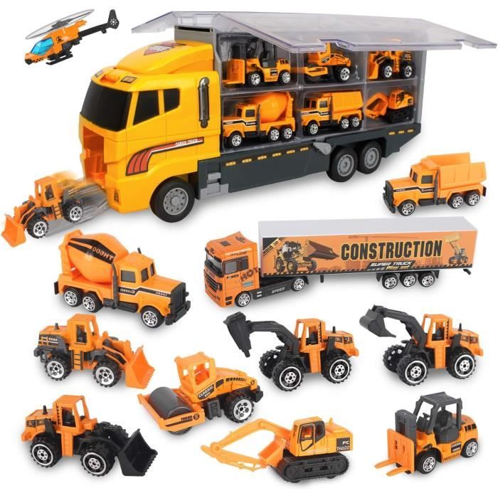 Camion de Transporteur Engins de Chantier Voiture Jouet Camion Poubelle  Mini véhicules pour Enfants pour Cadeau Garçons - Cdiscount Jeux - Jouets