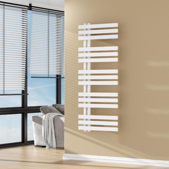 Radiateur sèche-serviettes Slidre acier 120 x 50 cm blanc
