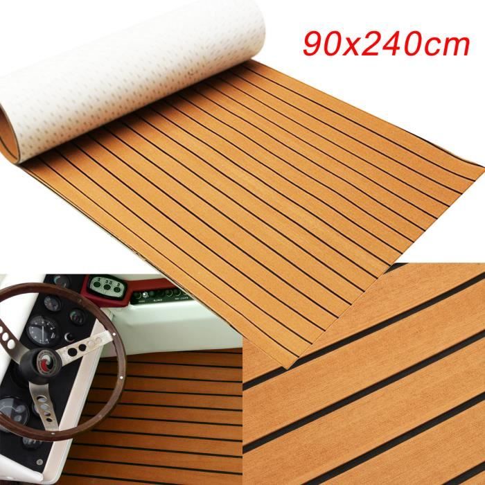 Tapis De Sol EVA 240x60 Cm - Épaisseur 6 Mm, Couleur Teck - Antidérapant Pour Bateau, Camping-car, Piscine