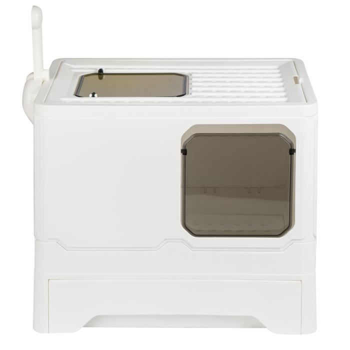 Comparer les prix de OHMG Bac à Litière Fermée Maison de Toilette Litiere , Plateau Amovible, Pelle et Filtre, Entrée Avant et Sortie Supérieure (Blanc)