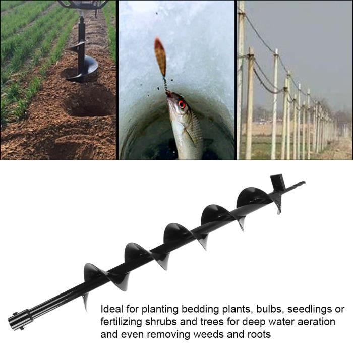 Adaptateur Tarière Pour Perceuse - Connexion Tige Ronde 2 Troues/2 Fentes - Pour Travaux De Jardinage