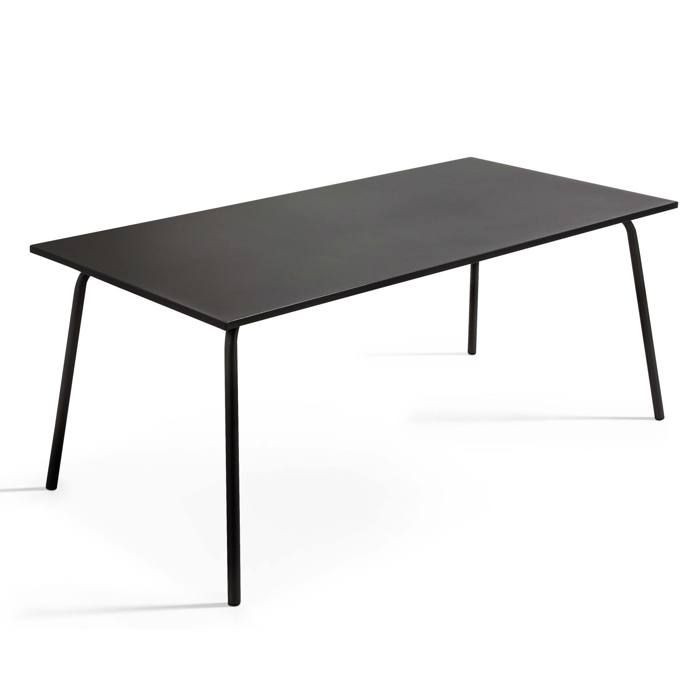 Table de jardin rectangulaire en acier 8 places 180 cm noir Palavas Oviala