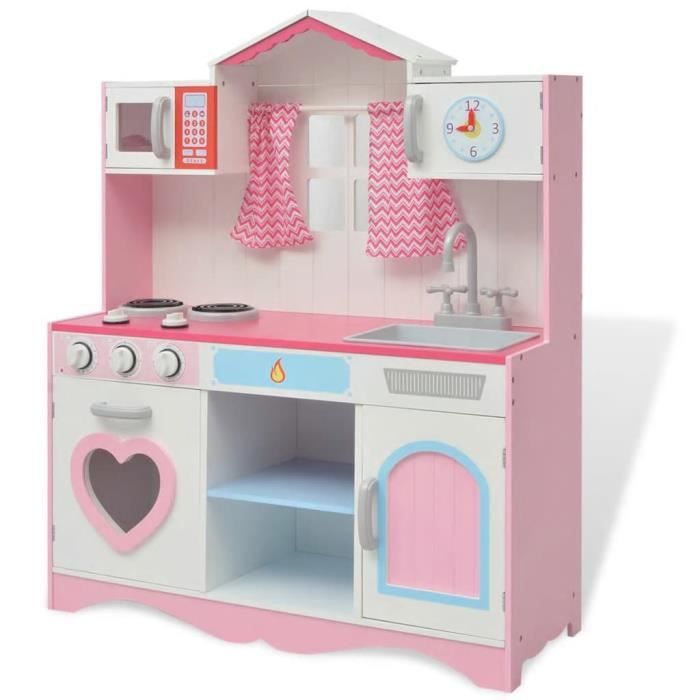 Cuisine Jouet Jouets Dimitation 82 X 30 X 100 Cm Bois Rose Et Blanc