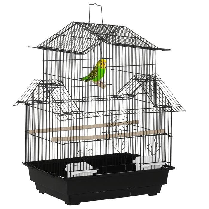 Cage &agrave; oiseaux design maison  50x41x63cm Noir