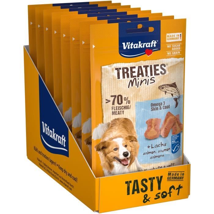 Comparer les prix de VITAKRAFT Treaties Mini Friandise pour chien au Saumon + Oméga 3 - Lot de 8 sachets de 48g