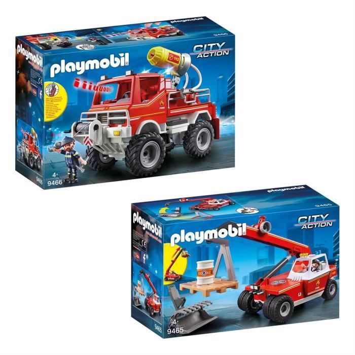PLAYMOBIL 9465-66 City Action - Set de 2 Bo?�tes Playmobil sur le th?�me des pompiers - Cdiscount 