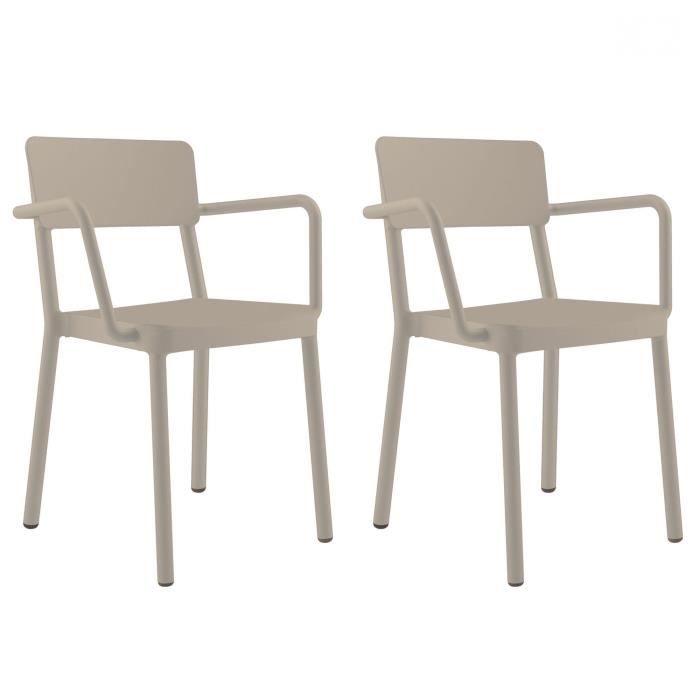 resol lisboa lot 2 fauteuil pour extérieur ou intérieur jardin terrasse balcon salle à manger chaises empilables sable