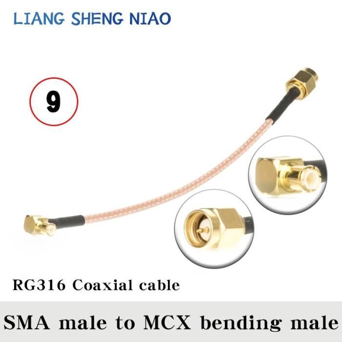 Lot de 2 connecteurs coaxiaux SMA femelle vers MCX mâle