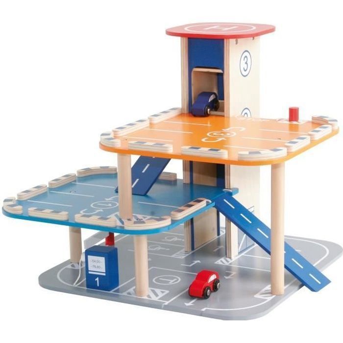 COIL Garage En Bois Pour Enfants Dès 3 Ans - Jouet Éducatif STEM Avec Ascenseur Et Voitures