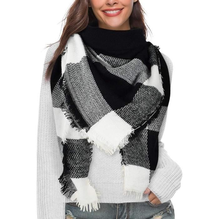 Écharpe Châle Femme Large - 175 X 60 Cm, Cachemire Doux, Carreaux Imitation, Pour Automne/hiver, Cadeau Idéal