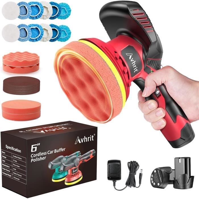 Polisseuse Voiture Sans Fil 3 Vitesses - Mini Polisseuse Portable - Pour Rayures, Vitres, Carrosserie - Batterie 2000 MAh - 2