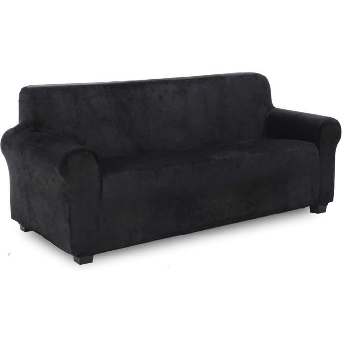 Housse De Canapé 3 Places Velours Bordeaux - Anti-glisse Extensible Lavable - Neuf
