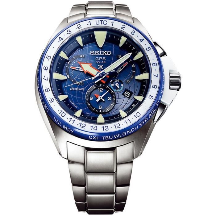 SEIKO HOMME 48.5MM BRACELET BOITIER TITANE QUARTZ SOLAIRE